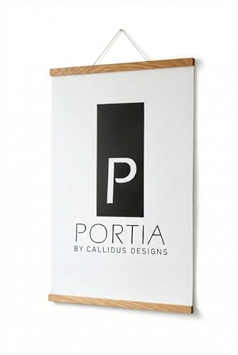 P Portia by Callidus Designs Magnetische Posterleiste aus FSC®-zertifizierten Eichenholz, Posterklemmleiste, Fotosaufhängung in DIN A1, A2, A3, A4 (21cm, 30cm, 42cm, 60cm) (Eiche 50 cm breit)