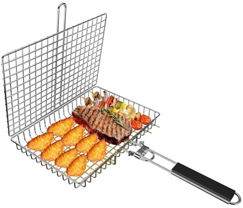 SWINGTEK Fischgrillkorb, Edelstahl | abnehmbarer Griff