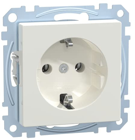 Schneider Electric Merten Schuko-Steckdose, Steckklemmen, System M, polarweiss glänzend, thermoplastisch, Artikelnummer MEG2301-0319, 1 Stück