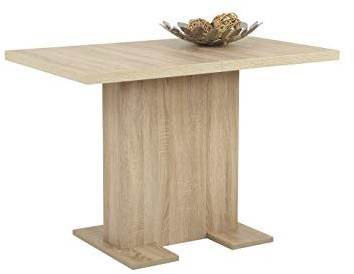 Hela Tische, Säulenesstisch Esstisch Britt, Holzwekstoff melaminbeschichtet, Dekor Sonoma Eiche, ausziehbar, 110-150x69x76 cm
