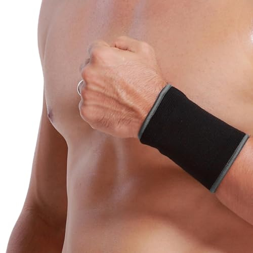 NEOtech Care Handgelenkbandage - elastisches und atmungsaktives Strickgewebe für Tennis, Fitnessstudio, Sport (Schwarz, 1 Einheit, Größe XXL)