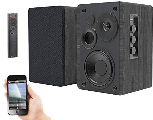 auvisio Lautsprecherbox: Aktives Stereo-Regallautsprecher-Set, Holz-Gehäuse, Bluetooth 5, 120 W (Funklautsprecher, Lautsprecher iPad, CD)