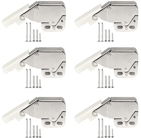 6 Stück Edelstahl Federschnäpper Mini, Druckverschluss Mit Schrauben | Metall Möbel Schnäpper, Türschnapper Latch, Möbelschnäpper, Druckschnapper für Küchenschrank, Kleiderschrank, Fenstern