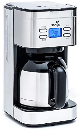 Senya Programmierbare Isotherm-Kaffeemaschine Senya aus Edelstahl Hot Coffee Aromaauswahl V2, 1,2L
