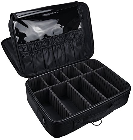 DCCN Train Kosmetikkoffer, professionell, Beauty Case, 3 Schichten, Tasche, Kosmetiktasche, Organizer für Make-up-Pinsel, Nagellack, 34,5 x 24 x 11 cm