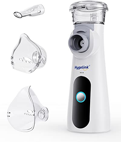 Hygelink Inhalationsgerät Vernebler, Inhalator Set für Kinder und Erwachsene, Tragbar Inhaliergeräte für Atemwegserkrankungen, 2H Lange Laufzeit, 30dB Leise, mit Mundstück und 2 Maske