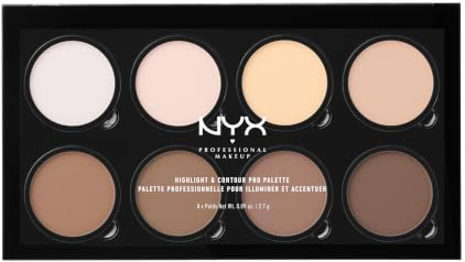 NYX Professional Makeup Contouring Palette für definierte Gesichtszüge | Highlight & Contour Pro Palette mit 8 Nuancen, Ideal für den perfekten Highlighter-Glow im Alltag