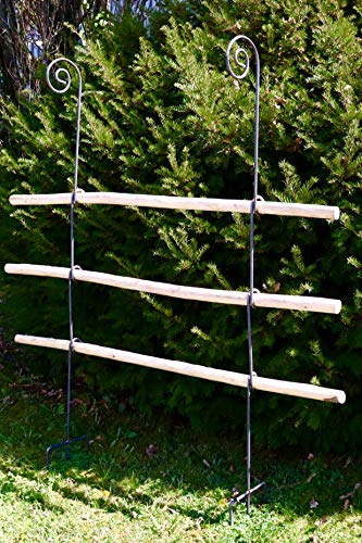 Rankgitter aus Holz/Metall stabil und freistehende Dekoration für den Garten in Naturrost als Rankhilfen für Kletterpflanzen Rosen Himbeeren Höhe 170 cm