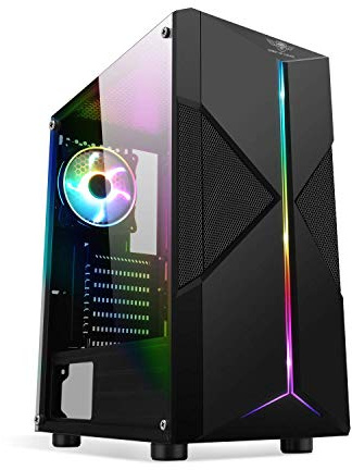 SPIRIT OF GAMER - Gamer Clone III PC-Gehäuse - ARGB - ATX/mATX/ITX Tower - Metallmaschen-Frontplatte - gehärtetes Glas-Seitenteil - Stahlgehäuse - 4 Lüfter 5 Volt - LED RGB adressierbar 120 mm