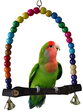 Yosoo Multi-Color 14cmx14.3cm hölzernen Vogel Schaukeln Budgie Toys Vogel Schaukeln für Sittiche Weihnachten für Vögel