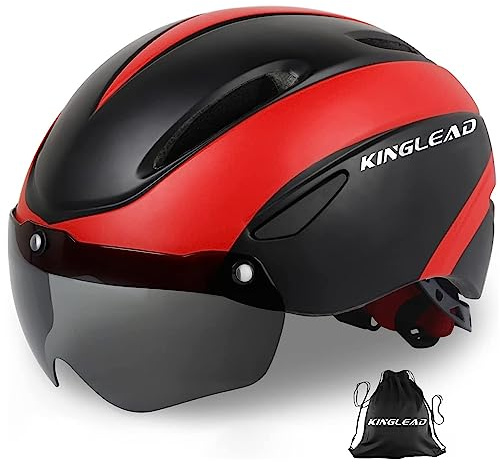 KINGLEAD Fahrradhelm,Fahrradhelm mit Magnetische Schutzbrille Fahrradhelme Einstellbarer Radhelm Rennradhelm für Erwachsenen Herren Damen Fahrradhelm MTB Mountainbike Helm