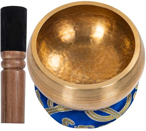 OUUTMEE 13 cm Tibetische Klangschale, Klangschale Original Handgefertigt Klangschalen Set mit Klöppel und Kissen, Groß