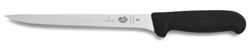 Victorinox Fibrox Filetiermesser, Scharfes Küchenmesser für Fleisch und Fisch, 20 cm, Gerade Klinge, Flexibel, Rostfreier Stahl, Schwarz