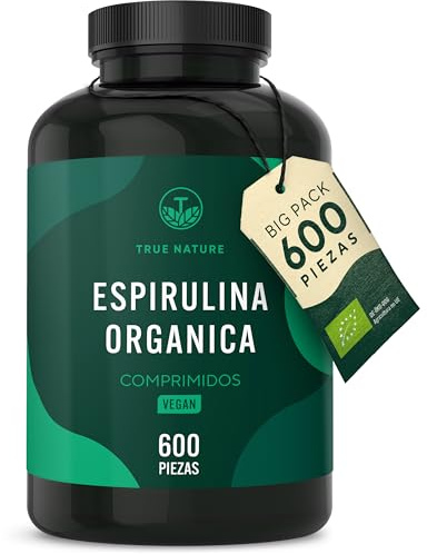 TRUE NATURE - Bio Spirulina Presslinge – 600 Tabletten (500 mg) | 4.000mg Tagesdosis - Bio-Algen aus kontrolliert biologischem Anbau - Alternative zu Spirulina Tabletten – Vegan