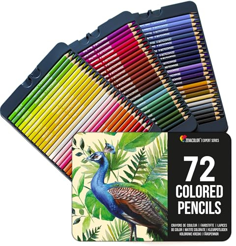 Zenacolor Buntstifte Set 72 Professionelles Buntstifte - Bleistifte für Malbücher - Stifte Set für Zeichnen