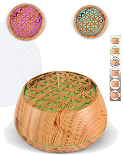 SOUCCESS Aroma-Diffuser Blume des Lebens – Ultraschall Luftbefeuchter mit LED Farbwechsel, Aromatherapie Duftlampe, leise & BPA-frei, Raumbefeuchter gegen trockene Luft – Raumduft & Entspannung