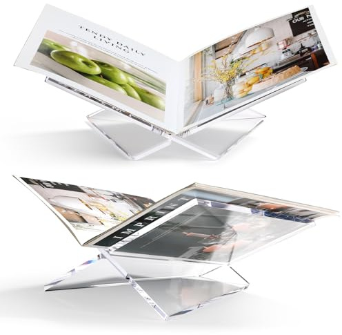 UikJOY Transparenter Acryl Buchständer Kreuzrahmen Acryl Buchhalter, Leseständer offene Ausstellen, geeignet für Bibel, Koran, Kunst, Kochbücher, Lehrbücher und Zeitschriften (Transparent, Groß)