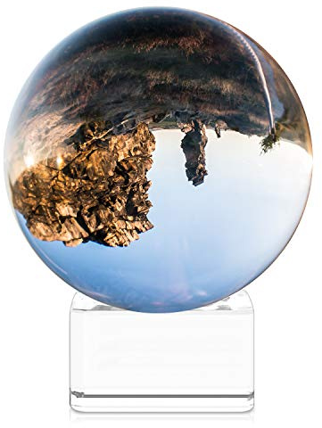 Navaris Glaskugel für Fotografie und Deko - Glaskugel Wahrsagerkugel aus K9 Glas - Hexenkugel Fotokugel mit Glasständer - Lensball für Fotografie - Crystal Ball - Ø 80mm