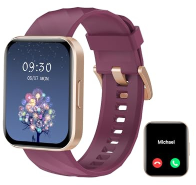Smartwatch für Damen Herren Bluetooth-Anruffunktion 1.85 HD Fitnessuhr | 100+ Sportmodi,SpO2 Pulsmesser Schlafmonitor Schrittzähler,IP68 Wasserdicht Sportuhr,KI-Sprachassistent für Android iOS Handy
