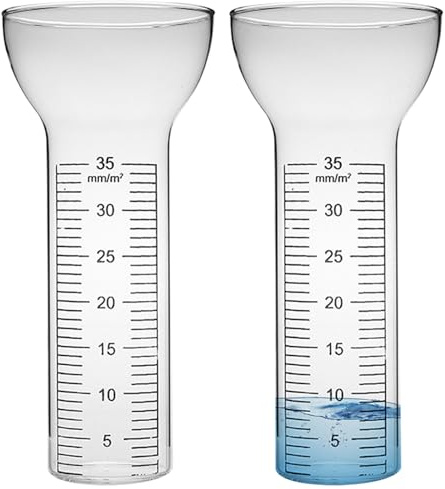 Veesper Regenmesser 2pcs Regenmesser Ersatzglas Glas Regenmessrohrmit klaren Markierungen 35 mm trichterförmige Regenmessgeräte fürGartenwasseranzeige im Freien im Freien fürRegen