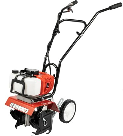 chennnls Gartenfräse Benzin, 2-Takt 52CC Rasenboden bodenhacke Grubber Motorhacke Benzin Leichter kompakter, Gartenhacke 6500–7000 U/min