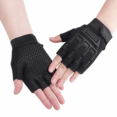 Halbfinger-Handschuhe für Kinder, atmungsaktiv, rutschfest, stoßfest, fingerlos, für Reiten, Motorrad, Fahrrad, Camping, Wandern, Klettern, Fitness, UV-Schutz