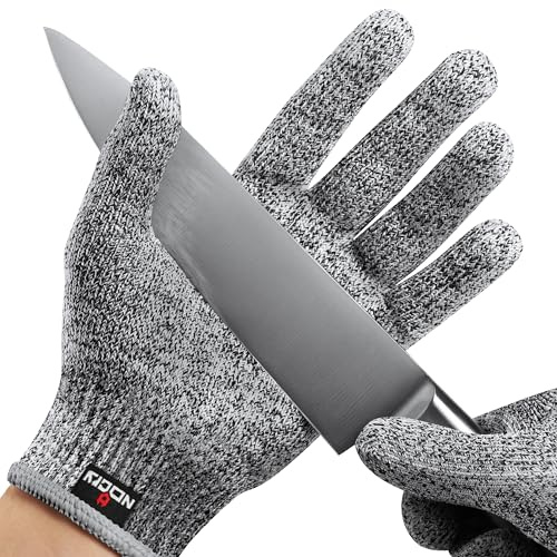 NoCry Schnittfeste Handschuhe für die Küche – Leistungsfähiger Level 5 Schnittschutz, lebensmittelechte Schnittschutzhandschuhe; Maschinenwaschbar, Rechts- und Linkshänder (Größe M, 1 Paar)