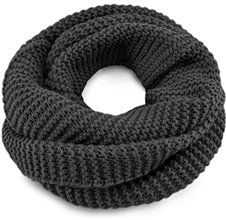 Neverless® Damen Loopschal Strickschal Schlauchschal Winterschal einfarbig dunkelgrau unisize