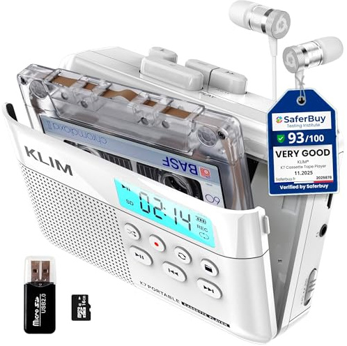 Kassettenspieler - Kassettenrekorder - Cassette Gerät - Kassetten Digitalisieren - Tragbarer Kassettenrekorder - Mikrofon & Lautsprecher - Wiederaufladbarer Aufladbar - Kopfhörer - 16GB SD-Karte