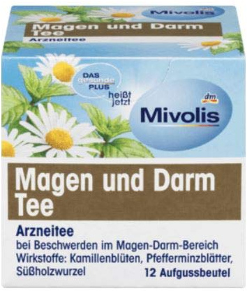 Mivolis Arznei-Tee, Magen und Darm Tee - Bei Magen-Darm-Beschwerden wie Völlegefühl, Blähungen - Pflanzliches Arzneimittel mit Kamillenblüten, Pfefferminzblätter, Süßholzwurzel - 2er Pack