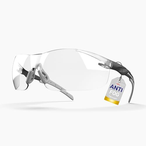 Impactable ANSI Z87.1 Schutzbrille, Anti-Beschlag, UV-stoßfest, kratzfest, für Augenschutz bei der Arbeit oder beim Schießen, halber Rahmen mit klaren umlaufenden Gläsern und rutschfestem Nasengriff,