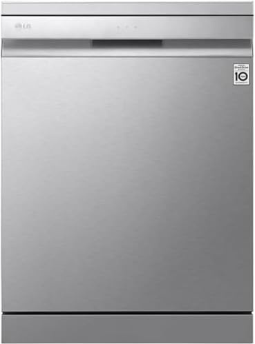 LG DF455HSS Freistehende Spülmaschine, Serie 4, 14 Stellen, QuadWash-System mit 4 Armen, Sprühdüsen, TrueSteam-Dampf, automatische Türöffnung, 3. Besteckkorb, WLAN, Grau