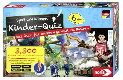 Noris Kinderquiz für schlaue Kids – Quizspiel mit 3300 Fragen & Antwortmöglichkeiten, 1‑6 Spieler, kompakt für Zuhause & Reisen, Kinder ab 6 Jahren
