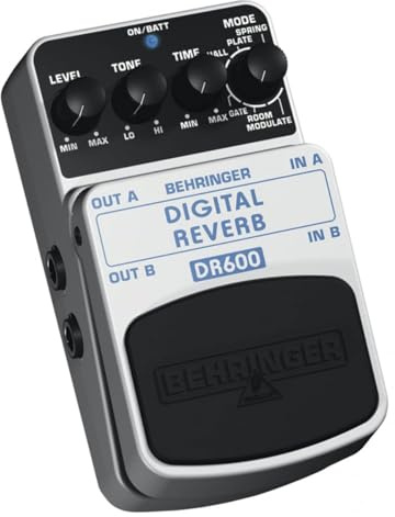 Behringer DR600 Digital Stereo Reverb Effektpedal, Silber, 1 Stück