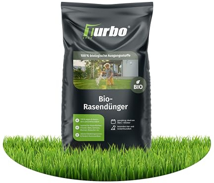 TURBOGRÜN Bio Rasendünger Frühjahr, 17kg für 200m², Organischer Rasendünger, Ideal für Frühjahr und Sommer, geeignet für Streuwagen, staubarmes Granulat