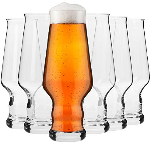 Krosno Craft Bier-Gläser Weizengläser IPA | Set von 6 | 400 ML | Splendour Kollektion | Perfekt für zu Hause und Partys | Spülmaschinenfest