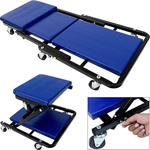 Deuba® 2in1 KFZ Rollbrett Werkstatthocker bis 150kg 6 leichtgängige 360° Lenkrollen Werkstattliege Montageliege Rollliege