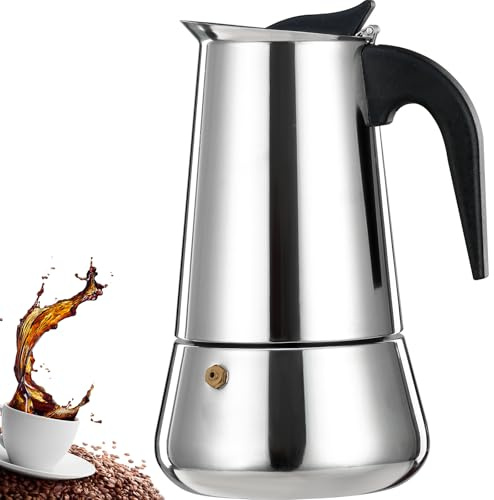 DITOSH 4 Tasse Espressokocher Edelstahl Moka Pot Espresso Maker Perkolator Italienische Kaffeemaschine Mokka Kaffeemaschine Cafe Classic Maker für Haus und Camping 200ml 6.6oz