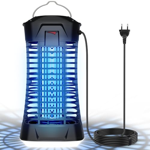 4200V Insektenvernichter Elektrisch, Lampe Stark Mückenfalle,Mückenlampe mit 1,5 m Kabel,Fliegenfalle mit Aufhängehaken für Mücken,Motten,Fliege,Ungiftig Mücken-Killer für mückenabwehr Innen & Außen
