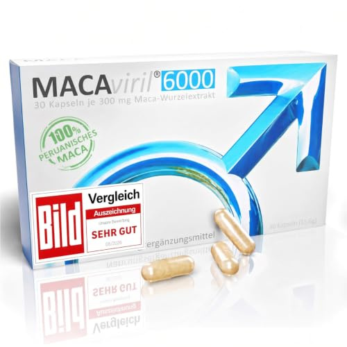 MACA Kapseln hochdosiert | Aus der Apotheke | Für den Mann | Das Original MACA aus Peru | 6000 mg pro Tag | Monatsversorgung für die Männer 30 Kapseln | Vegan | Made in Germany