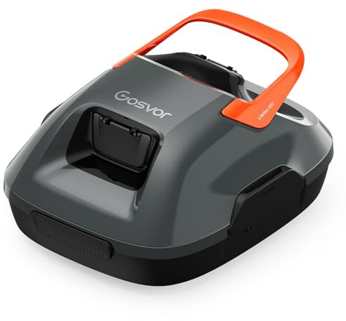 Gosvor Poolroboter, Akku Poolsauger mit 90 Min. Reinigungszeit, Einfach zu Bedienen, Selbstparkfunktion, Poolsauger Bodensauger Ideal für 80 ㎡ Oberirdische Pools, Grau-Orange