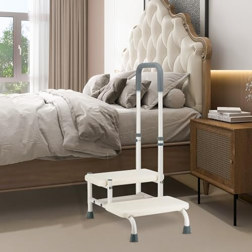 NIdreamCE Badewannenstufe mit Haltegriff – Einstiegshilfe für Senioren Behinderte, 2 Stufen, Tragfähigkeit bis 200 kg, ideal für Badewanne, Bett , Auto