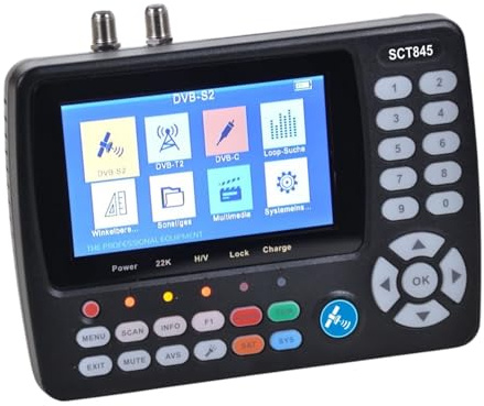 Summit SCT 845 Satelliten Messgerät I Sat Finder für DVB-S/S2, DVB-T/T2 | & DVB-C I Digitales Messgerät mit 4,3 TFT LCD Display I inkl. Steckernetzteil, AV-Kabel