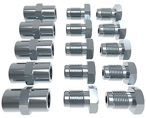 10x Verschraubung + 5x Verbinder für 4,75 mm Bremsleitung Bördel F M10 x 1 Profi Bremsleitungsverbinder SET DIN/ISO 1651 konform