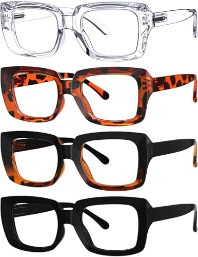Eyekepper 4er Pack Damen Lesebrillen - Stilvolle quadratische Lesebrille für Damen +2,00