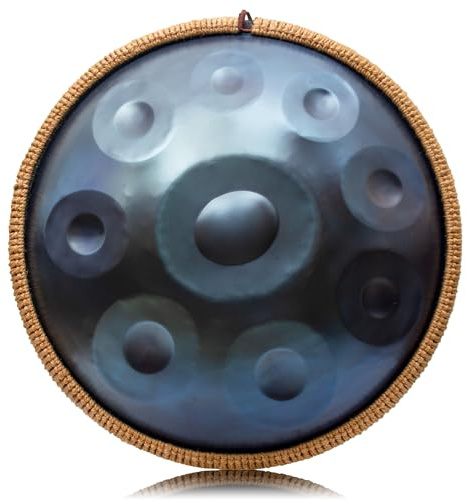 LOMUTY Handpan Anfänger, Stahltrommel 9 Töne 18 Zoll, Hand Pan in G-Dur, Hand Drum mit Drumtasche und Handpan-Halter, Steel Drum als Geschenk für Sound Healing, Meditation, Blau