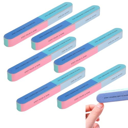 6 Stück Farbig Polierfeile Fingernägel, Buffer für Nägel, Nagelpolierfeile | Feines, Sanftes Material Nail File | 4-in-1 Nagelpfeile Langanhaltend & Effizient | Für Nagelsalons Nagelpflegeun
