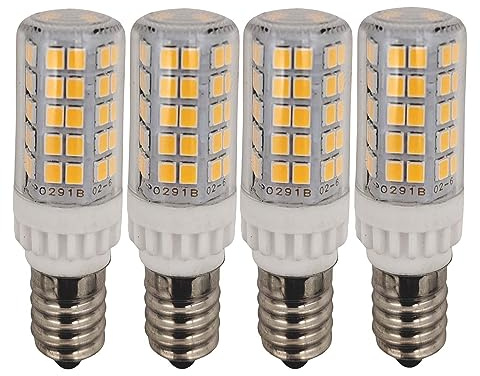 QLEE Led E14 LED Mais Glühbirne 5w 600lm Licht Gerät Salz Kühlschrank Nähmaschine Licht 60 Watt C7 Glühlampe T2 Halogen Deckenventilator Beleuchtung Warmweiß 4er Pack