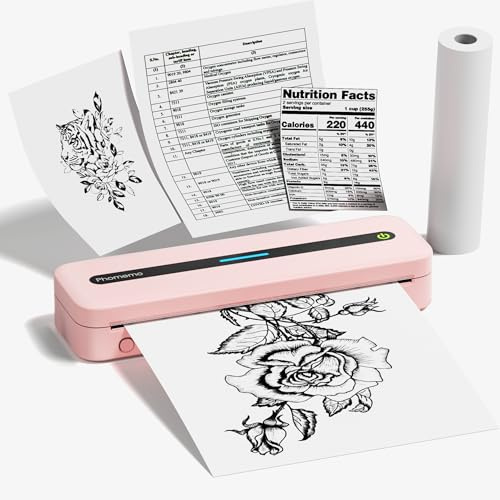 Phomemo Mobiler Drucker A4 für Unterwegs, M832 Bluetooth Tragbarer Drucker Unterstützen 210x297mm A4 Thermopapier, Mini Drucker A4 Kompatibel mit Android und iOS für Phone & Laptop, Rosa, (M832-PK)