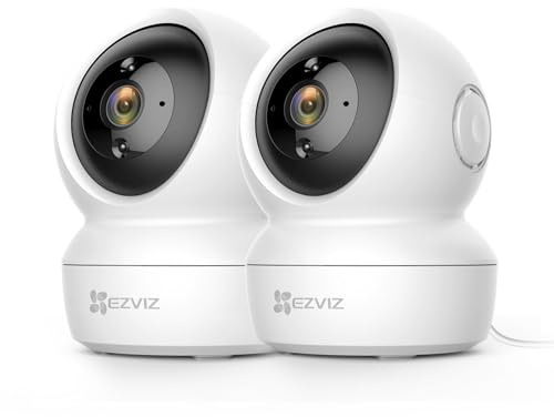EZVIZ C6N 1080P WLAN IP Kamera, schwenkbare Innenkamera (2er Set) | Zwei-Wege-Audio, Bewegungsverfolgung, IR Nachtsicht für Haustiere, Babyphone kompatibel mit Alexa über 2,4 GHz WLAN Frequenz